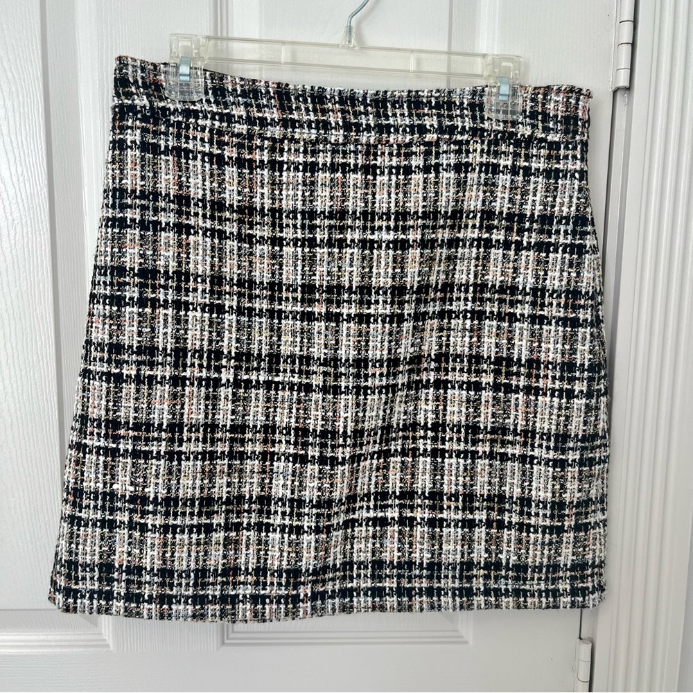 NWOT ANN TAYLOR LOFT Women's Tweed Boucle Multicolor Plaid Skirt | Size 6